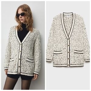 MANGO Flecked Oversized Cardigan